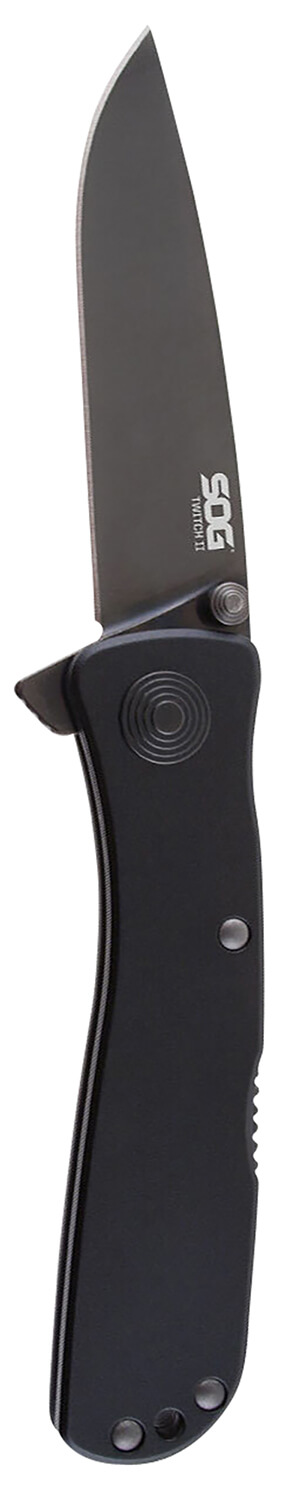 S.O.G SOGTWI12CP Twitch II 2.65" Folding Plain Black Hardcased TiCN AUS-8A SS Blade Black Anodized Aluminum Handle Includes Pocket Clip - Image 2