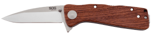 S.O.G SOGTWI17CP Twitch II 2.65" Folding Drop Point Plain Satin AUS-8A SS Blade Brown Rosewood Handle Includes Pocket Clip