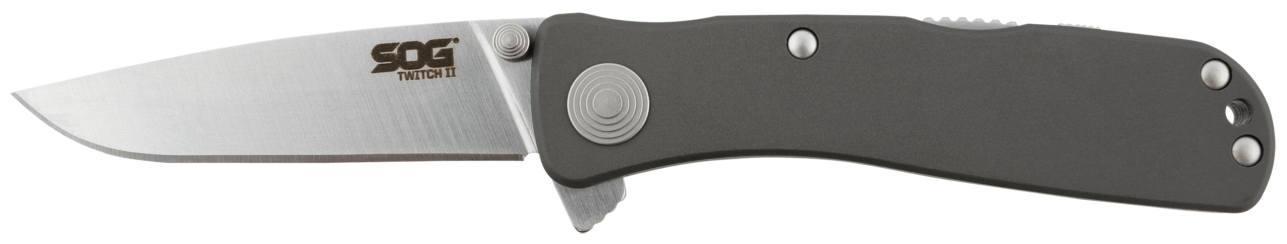 S.O.G SOGTWI8CP Twitch II 2.65" Folding Drop Point Plain Satin AUS-8A SS Blade Gray Anodized Aluminum Handle Includes Belt Clip