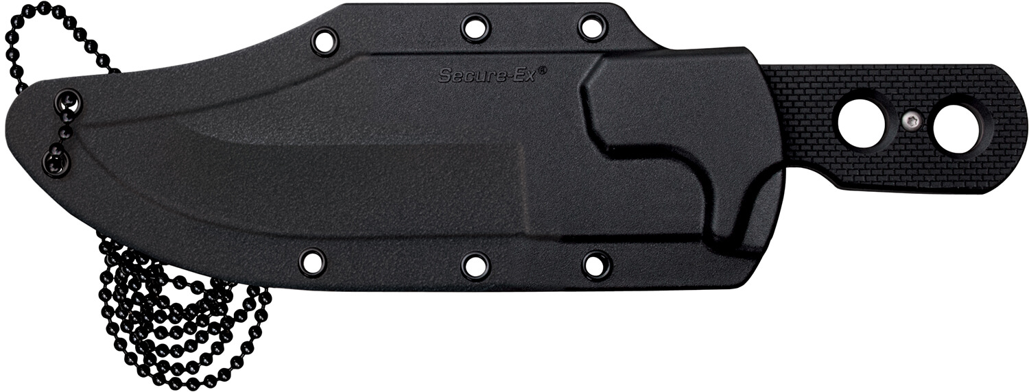 Cold Steel CS49HCF Mini Tac 3.63" Fixed Bowie Plain Stone Washed 8Cr13MoV SS Blade/ Black Griv-Ex Handle Includes Bead Chain Lanyard/Sheath - Image 2