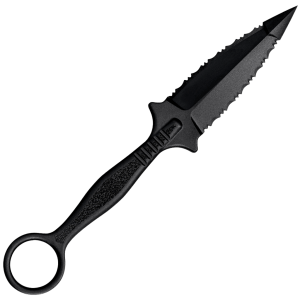 Cold Steel CS92FR FGX Ring Dagger 3.50" Fixed Serrated Dagger Black Griv-Ex Blade/Black w/Molded Ring Griv-Ex Handle
