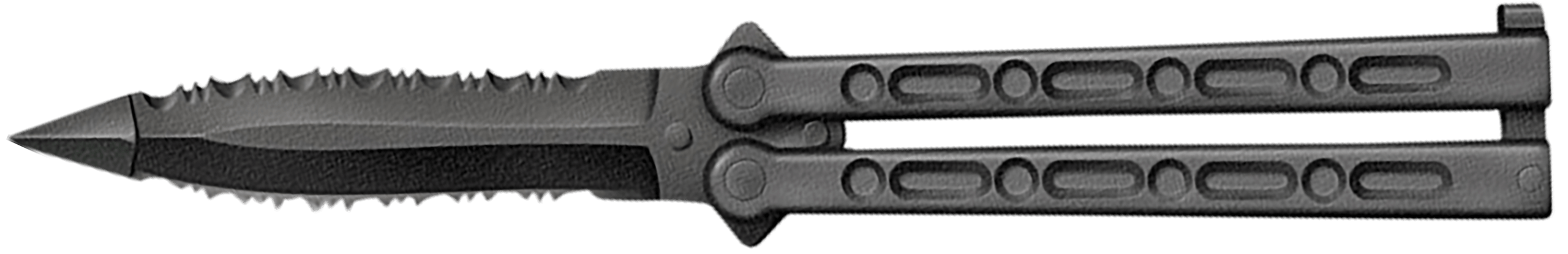 Cold Steel CS92EAA FGX Balisong 5" Folding Part Serrated Black Griv-Ex Blade & Handle