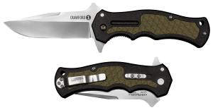 Cold Steel CS20MWCZ Crawford 1 3.50" Folding Plain Clip Point 4034 Stainless Steel Blade Black w/OD Green Traction Inlays GRN Handle Blister Pack Packaging