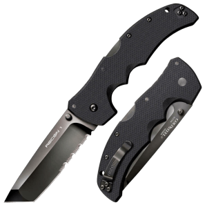 Cold Steel CS27BTH Recon 1 4" Folding Part Serrated DLC Coated American S35VN Blade/ 5.38" Black Textured G10 Handle Includes Belt Clip