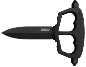 Cold Steel CS80NT3 Chaos Push Knife 5" Fixed Plain Black Matte Powder Coat SK-5 Steel Blade/ Black w/D-Guard Handle Griv-Ex w/Overmold Kray-Ex Handle Includes Belt Loop/Sheath