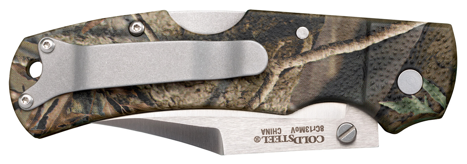 Cold Steel CS23JE Double Safe Hunter 3.50" Folding Clip Point Plain Satin 8Cr13MoV SS Blade/ Camo GFN Handle Includes Pocket Clip - Image 2