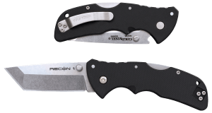 Cold Steel CS27BAT Recon 1 Mini 3" Folding Tanto Plain Stonewashed AUS-10A SS Blade/ Black Textured GRN Handle