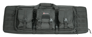 GPS Bags DRC36 Double Rifle Case 36" Black 600D Polyester w/ 2 Padded Pistol Sleeves MOLLE Webbing & Lockable Zippers