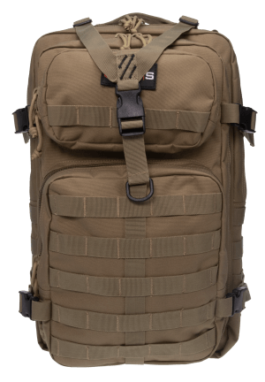 GPS Bags T1712BPT Tactical Bugout Tan Polyester w/ 15" Laptop Sleeve & Retention System for 2 Pistols & Magazines
