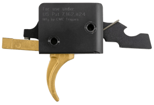 CMC Triggers 91501GF Drop-In Gold Finger Single-Stage Curved Trigger with 3-3.50 lbs Draw Weight & Gold Finish for AR-15 AR-10 Ambidextrous