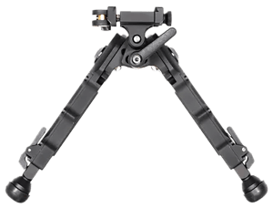 Accu-Tac BRASQDG204 BR-4 G2 Arca Spec Bipod made of Black Hardcoat Anodized Aluminum with ARCA Style Rail Attachment  Steel Feet & 5.75"-8.25" Vertical Adjustment