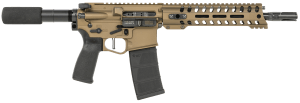 Patriot Ordnance Factory 01793 Renegade + Direct Impingement 5.56x45mm NATO Caliber with 10.50" Barrel 30+1 Capacity Burnt Bronze Metal Finish Buffer Tube Stock Black Polymer Grip 9" M-LOK Handguard & Gen4 Lower Right Hand