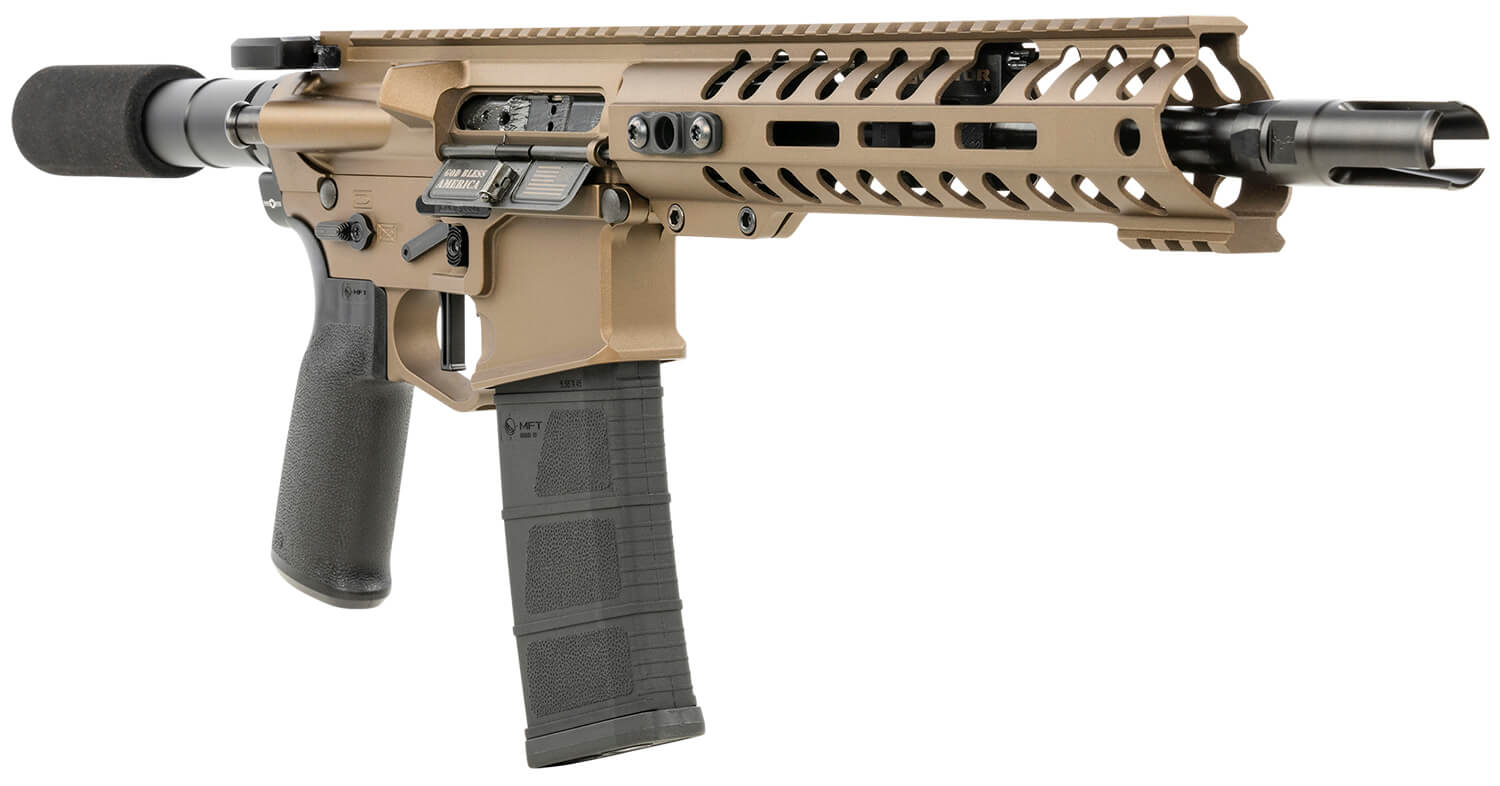 Patriot Ordnance Factory 01797 Renegade + Direct Impingement 300 Blackout 30+1 10.50" Black Nitride Aluminum Barrel 9" M-LOK Handguards Burnt Bronze Aluminum Buffer Tube Black Polymer Grips - Image 3