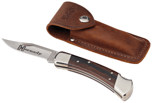 Hornady 99126 Buck 110 Folding Plain 420 Stainless Steel Blade Brown Macassar Ebony Dymondwood w Nickel Plated Bolsters Handle
