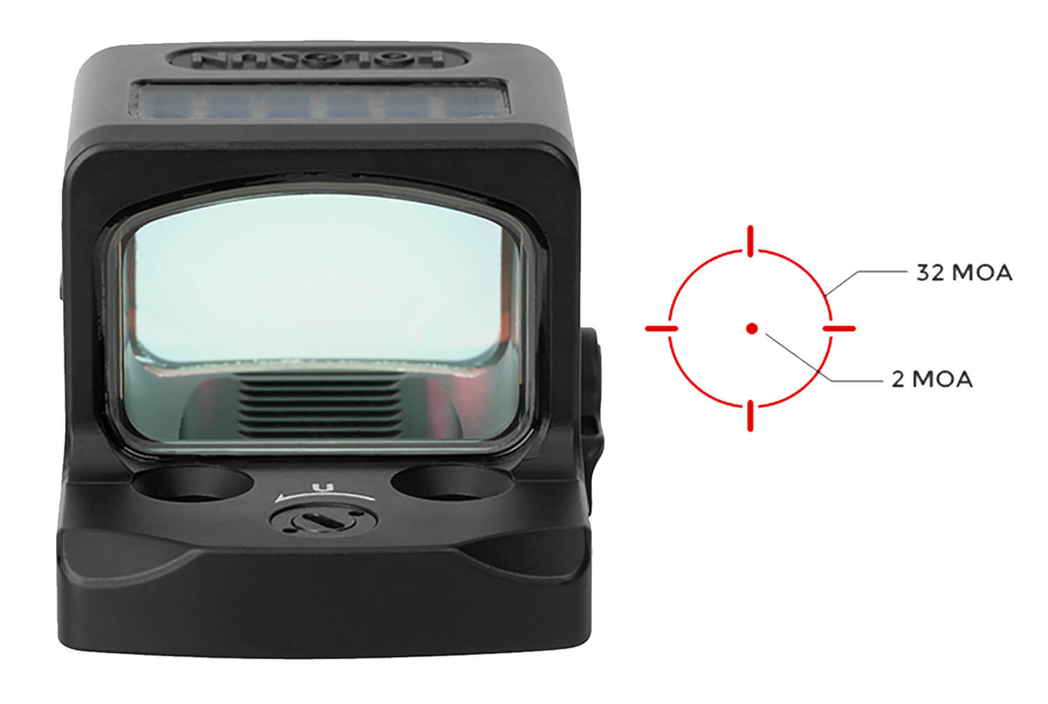Holosun EPSRDMRS EPS Black Anodized 1x 0.63" x 0.91" 2 MOA Red Dot/32 MOA Circle Multi Reticle - Image 3