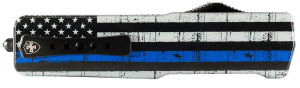 Templar Knife MABTB12 Premium Lightweight Slim 3.16" OTF Dagger Plain Black Oxide Stonewashed Powdered D2 Steel Blade/4.93" Black & White w/Blue Line Anodized Aluminum Handle