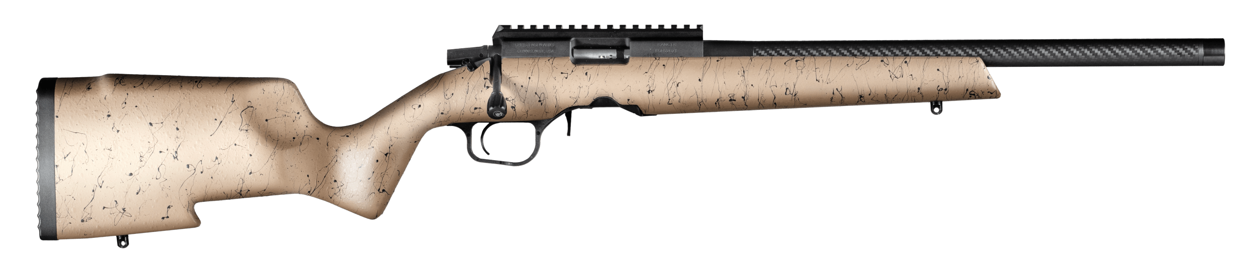 Christensen Arms 8011201300 Ranger 22 WMR 9+1 18" Carbon Fiber/Threaded Barrel Black Anodized Finish Tan with Black Webbing Stock