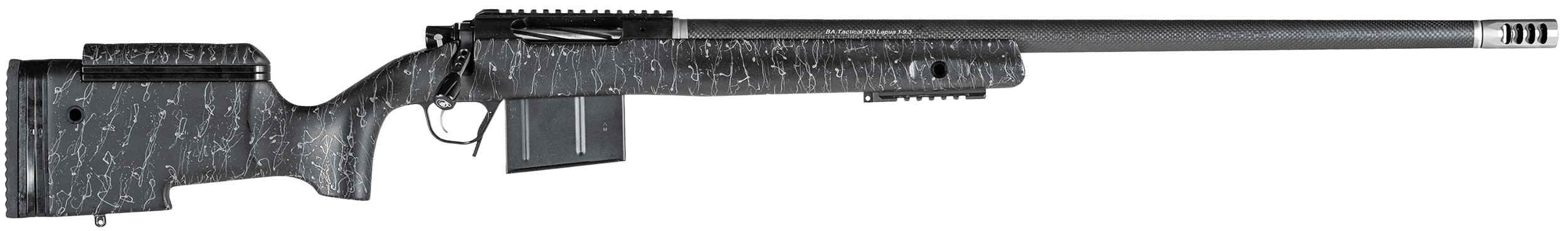Christensen Arms 800400300 BA Tactical Long Range 338 Lapua Mag 3+1 27" Carbon Fiber Barrel Black Nitride Finish Black with Gray Webbing Stock
