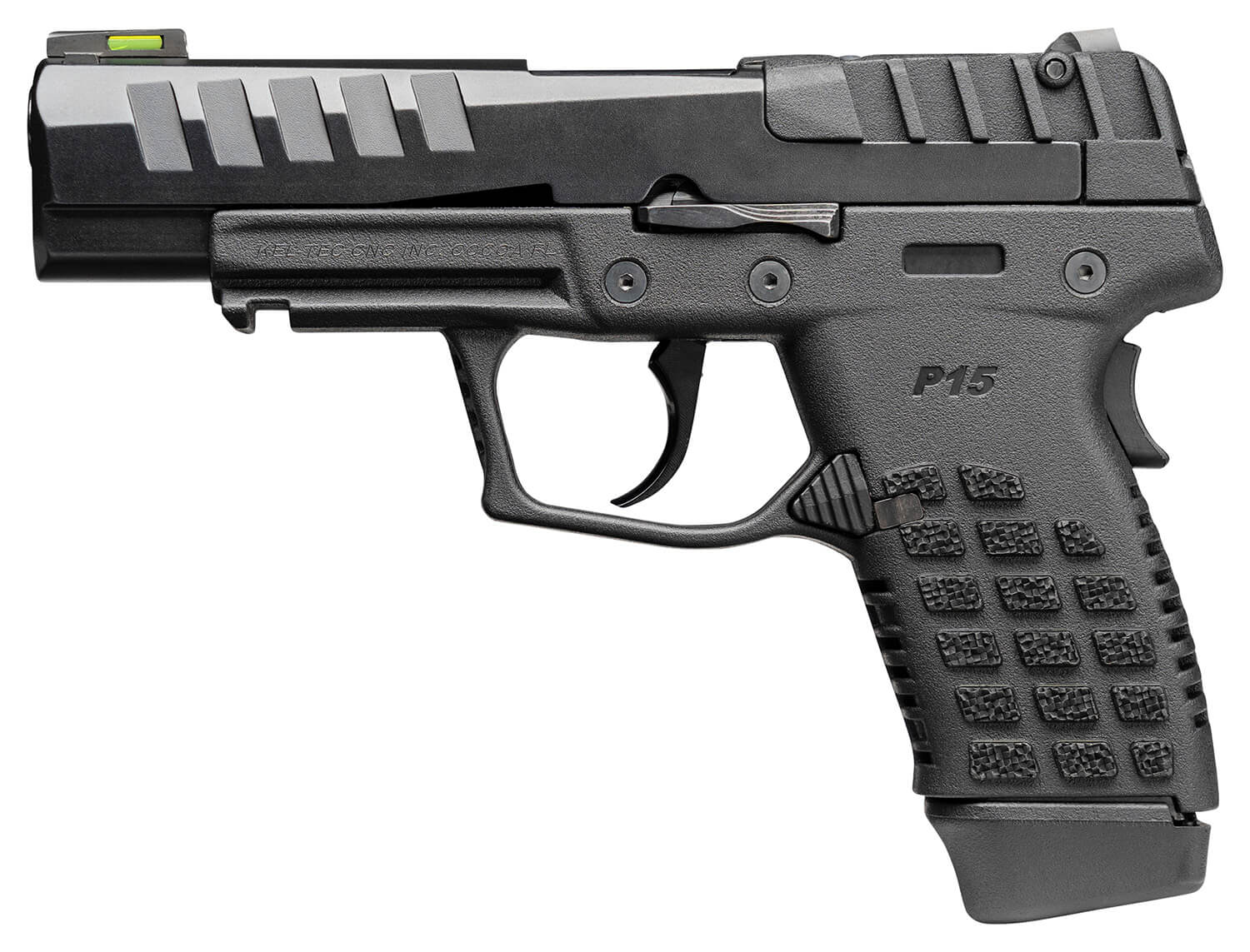 Kel-Tec P15BLK P15 9mm Luger 15+1 4" Black Steel Barrel Black Nitride Serrated Steel Slide Black Polymer Frame w/Picatinny Rail Black Stippled Grip Ambidextrous - Image 2