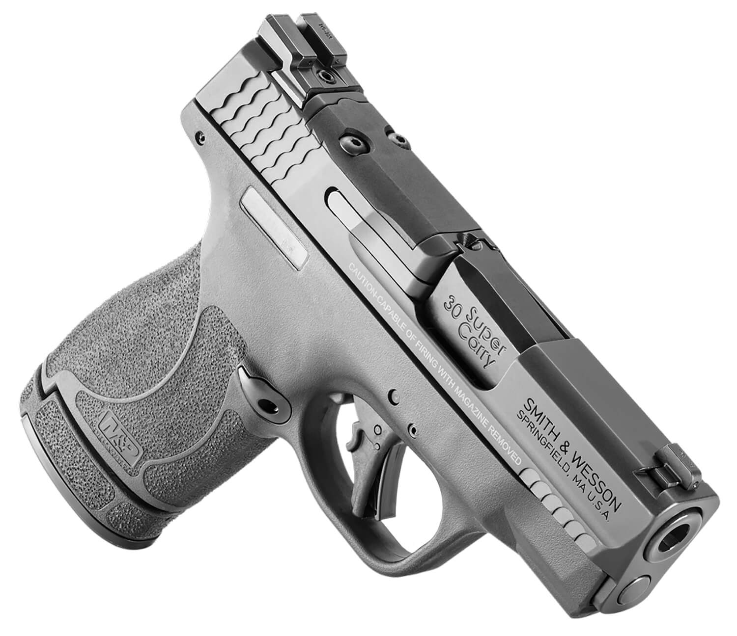Smith & Wesson 13474 M&P Shield Plus Micro-Compact Frame 30 Super Carry 13+1/16+1 3.10" Black Armornite Stainless Steel Barrel & Optic Ready/Serrated Slide Matte Black Polymer Frame Black Textured Polymer Grip No Safety - Image 3
