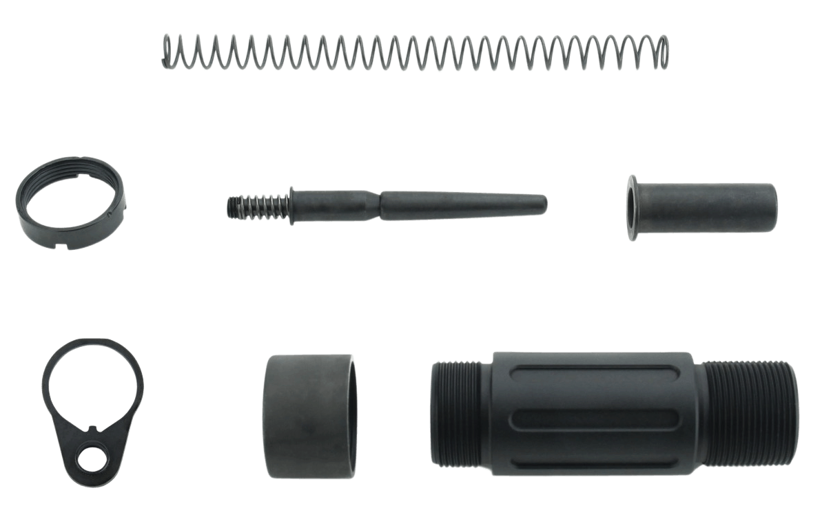 TacFire MAR139C Short Buffer Tube System Black Anodized Aluminum with QD End Plate for AR Pistol Platform