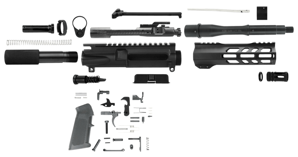 TacFire AR Build Kit 5.56x45mm NATO 7.50" Barrel Black for AR Platform