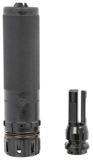 Dead Air SIERRA5KM Sierra-5 5.56mm 1.50"D 1/2"-28 tpi Thread Pattern Made of Stellite Baffles & Stainless Steel Tube with Black Cerakote Finish Includes KeyMo Flash Hider & Mount