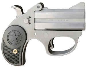 Bond Arms BASRS Stinger 9mm Luger 2rd 2.5" Matte Stainless Steel Double Barrel & Frame Rebounding Hammer Blade Front/Fixed Rear Sights Black Rubber Grip Manual Safety