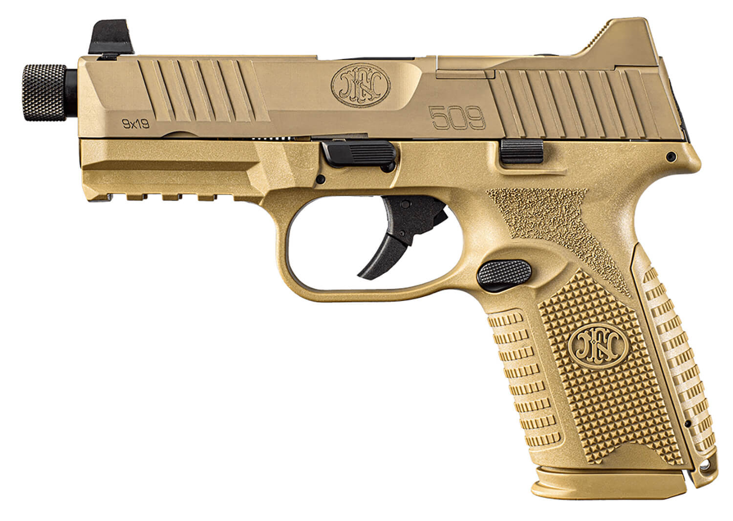FN 66100745 509MT Mid-Size 9mm Luger 15+1/24+1 4.50" Black Target Crown/Threaded Steel Barrel Flat Dark Earth Optic Cut/Serrated Steel Slide Flat Dark Earth Polymer Frame w/Picatinny Rail Ambidextrous - Image 2