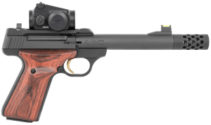 Browning 051580490 Buck Mark Hunter 22 LR 10+1 5.90" Bull/Threaded/Muzzle Brake Barrel  Matte Black Serrated Steel Slide & Aluminum Frame Laminate Cocobolo Grips  Vortex Crossfire Red Dot