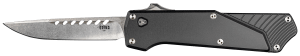 Southern Grind SG12030020 Arachnid  3.20" OTF Drop Point Plain Satin PVD Coated S35VN SS Blade  Black Aluminum Handle Features Blood Groove on Blade