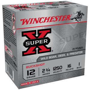 Winchester Ammo XB121VP25 Super X  12 Gauge 2.75" 16 Pellets 1 Buck Shot 25 Bx Value Pack