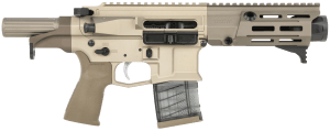 Maxim Defense MXM50822 PDX 505-SPS 300 Blackout 20+1 5.50" Barrel  Hate Brake Muzzle Booster Under M-Lok Handguard  Aluminum Receiver w/Arid Brown Finish  Arid Brown SCW Pistol System  Optics Ready  Includes 1 20rd Magazine