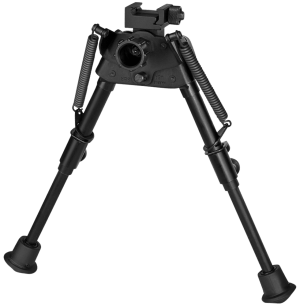 Harris Bipods SBRP Swivel BR Picatinny 6-9" Black Steel/Aluminum Rubber Feet