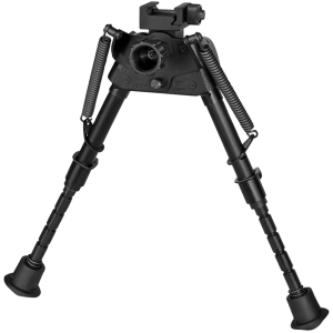 Harris Bipods SBRMP Swivel BR Picatinny 6-9" Black Steel/Aluminum Notched Legs Rubber Feet