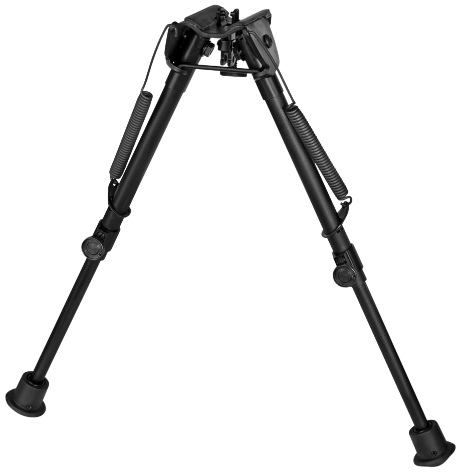 Harris Bipods 1A2L2 Non-Swivel L Swivel Stud 9-13" Black Steel/Aluminum Self Leveling Legs Rubber Feet (No Sling Stud Provision)