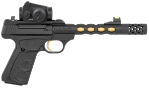 Browning 051582490 Buck Mark Vision SR 22 LR 10+1 5.90" Black Anodized/Gold Cerakote Ported Threaded Barrel  Matte Black Serrated Slide & Aluminum Frame   Vortex Crossfire Red Dot