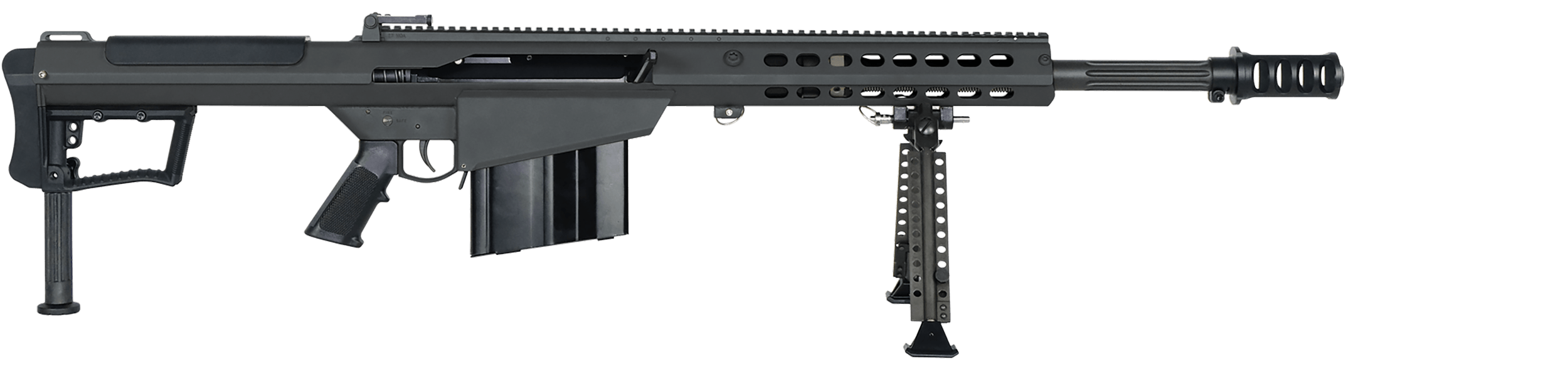 Barrett 18216 M107A1 50 BMG 10+1 20" Chrome-Lined Fluted Barrel Four Port Cylindrical Muzzle Brake Anodized Aluminum Receiver A2 Polymer Grip Optics Ready