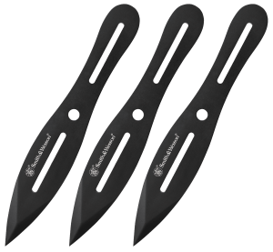 Smith & Wesson Knives SWTK8BCP Bullseye  Throwing Knife 4.26" Fixed Plain Black Oxide 2Cr13MoV SS Black  Includes Sheath  Set of 3