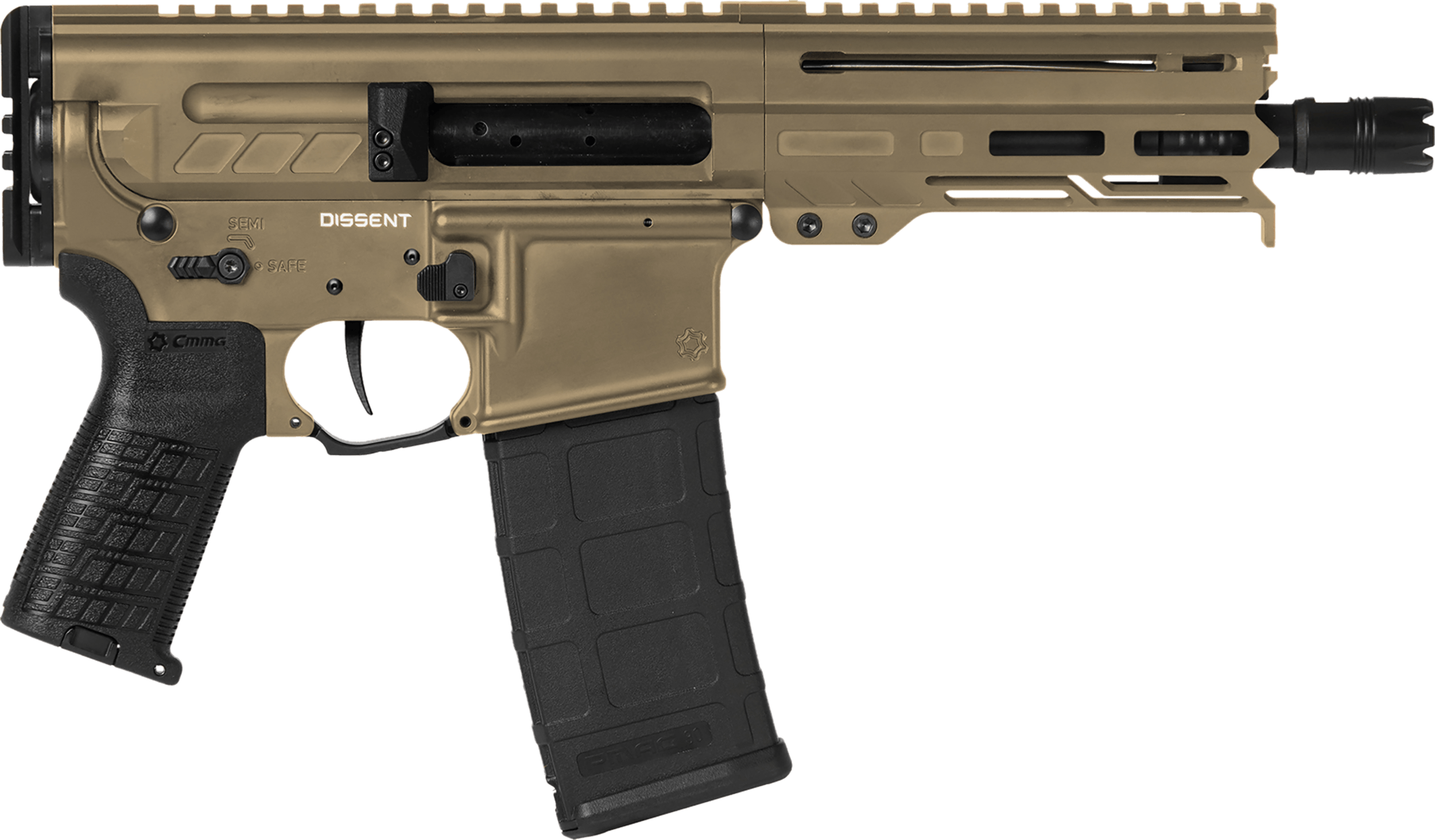 CMMG 30A0E33CT Dissent 300 Blackout 30+1 6.50" Coyote Tan Cerakote Rec OEM Grip Picatinny Buffer Adapter Zeroed Drop-In Single Stage Trigger