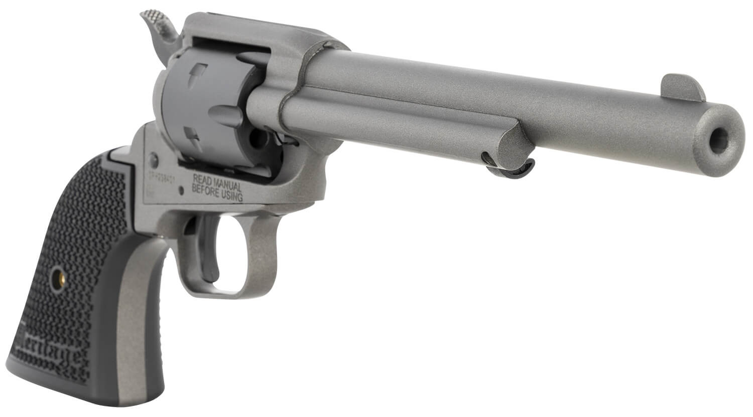 Heritage Mfg RR22C6 Rough Rider 22 LR 6 Shot 6.50" Tungsten Gray Cerakote Steel Barrel Tungsten Gray Cerakote Zinc Alloy Frame Black Satin Cylinder Black Star Polymer Grip Hammer/Thumb Safety Exposed Hammer - Image 3