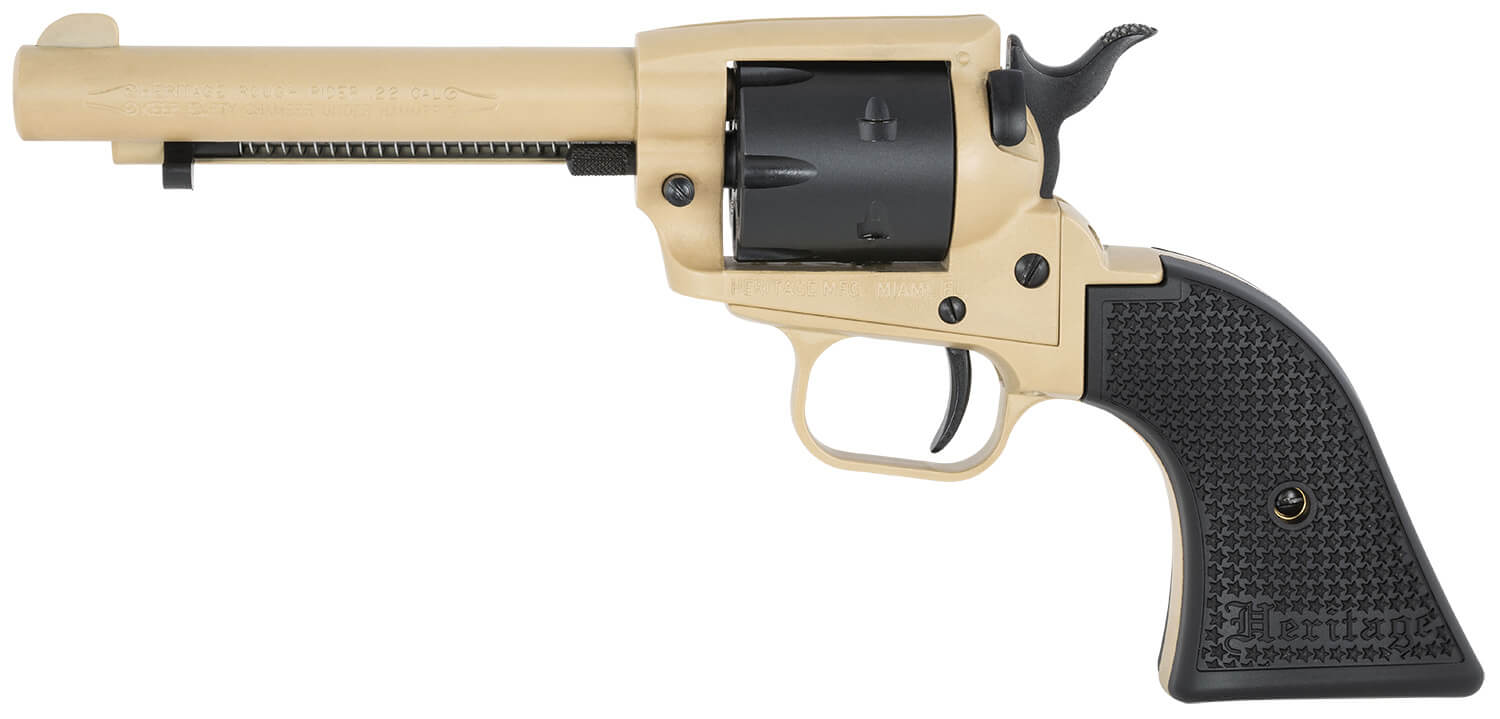 Heritage Mfg SRR22V4 Rough Rider 22 LR 6 Shot 4.75" Sabre Sand Cerakote Steel Barrel Sabre Sand Cerakote Steel Frame Black Satin Cylinder Black Polymer Grip Hammer/Thumb Safety Exposed Hammer - Image 2