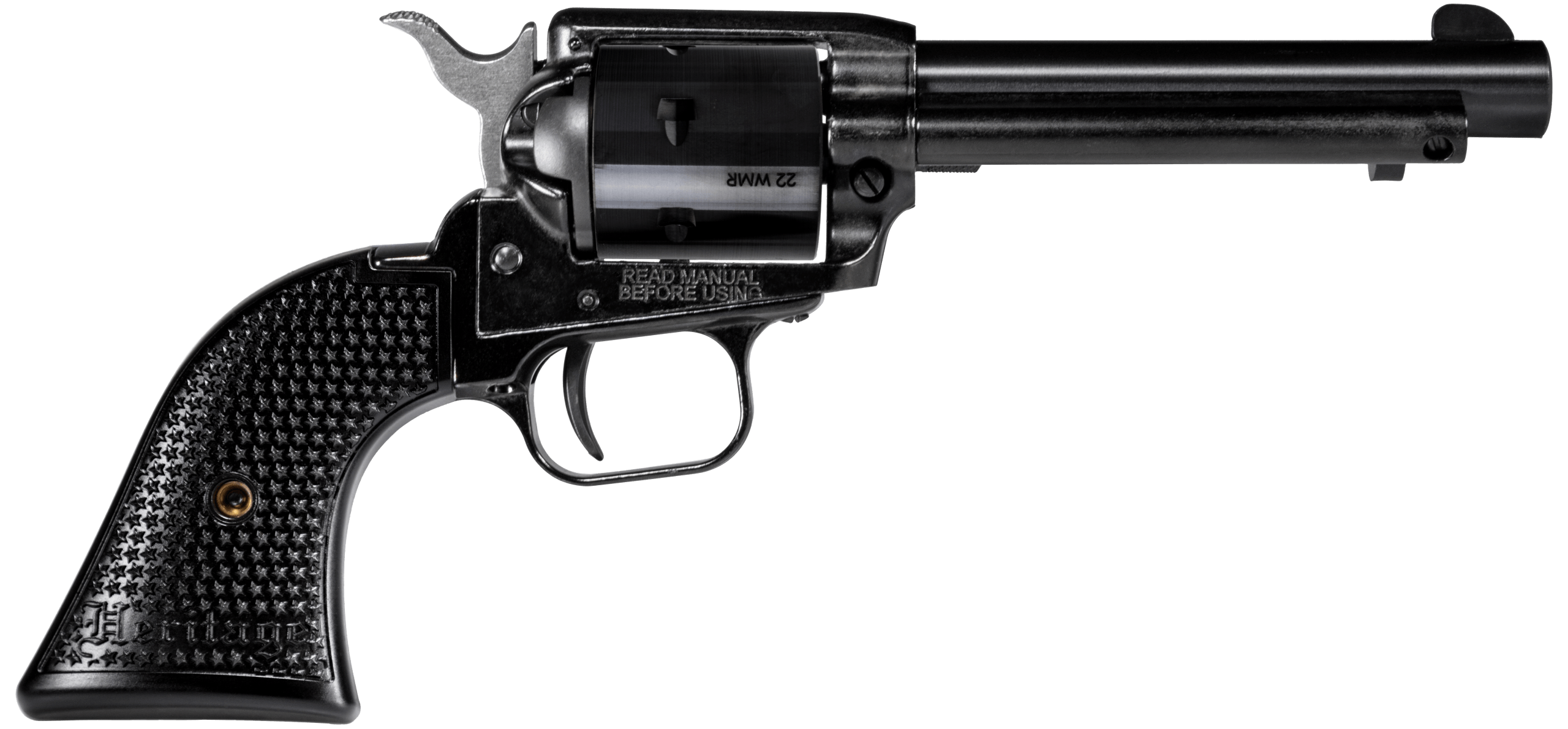 Heritage Mfg RR22MB4PG Rough Rider 22 LR/22 WMR 6 Shot 4.75" Black Steel Barrel Black Cerakote Zinc Alloy Frame Black Cerakote Cylinder Black Polymer Grip Hammer/Thumb Safety Exposed Hammer