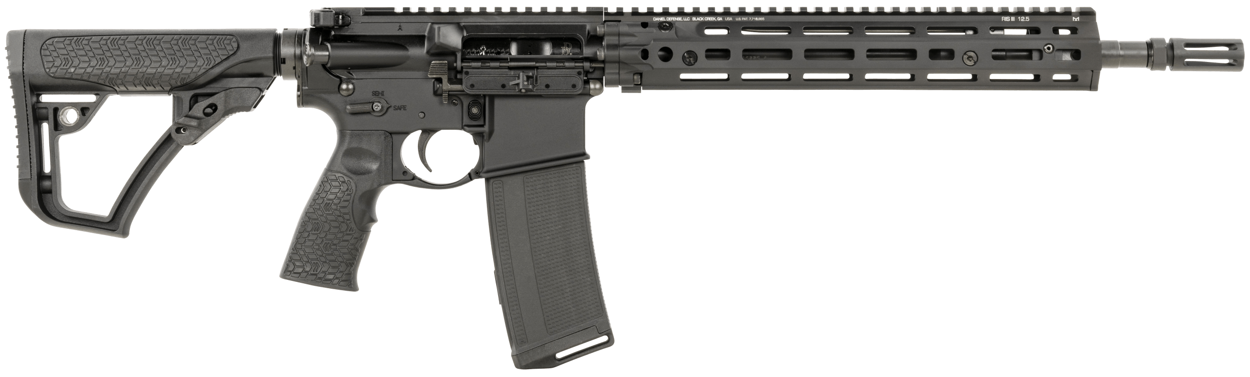 Daniel Defense 0219110613047 M4A1 RIII 5.56x45mm NATO 14.50" 30+1 Black OEM Stock & Grip 12.50" M-Lok Handgaurd Ambi Controls Pinned & Welded Flash Hider
