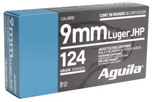 Aguila 1E092125 Personal Defense Handgun 9mm Luger 124gr Jacketed Hollow Point 50rd Box