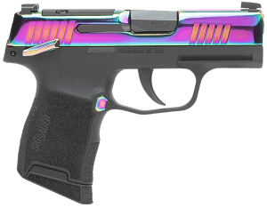 Sig Sauer 365380RBTMS P365 Micro-Compact Frame 380 ACP 10+1 3.10" Black Carbon Steel Barrel Rainbow Titanium Optic Ready/Serrated Stainless Steel Slide Black Stainless Steel Frame w/Picatinny Rail Black Polymer Grip Manual Thumb Safety