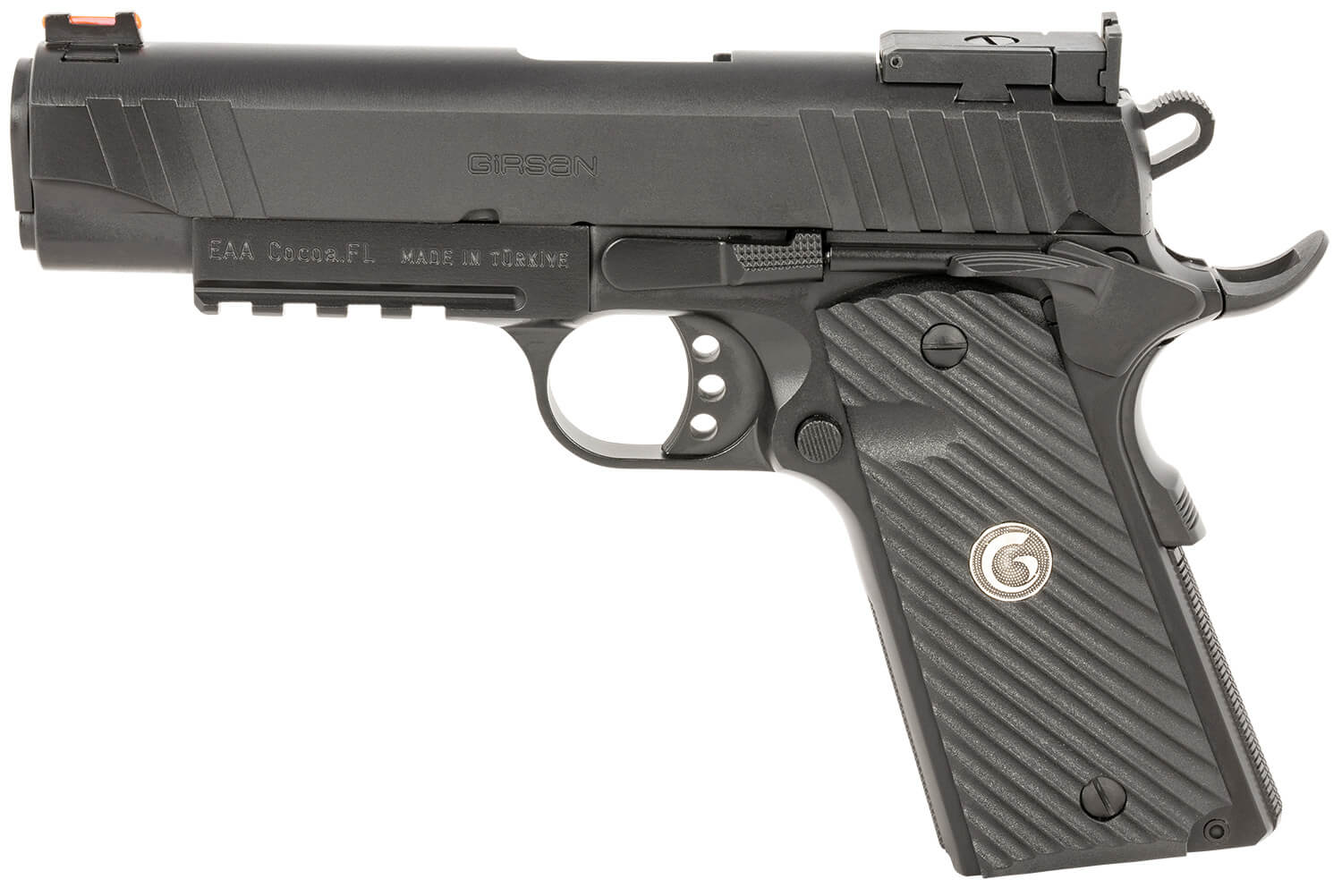 EAA GIRSAN 390605 MC1911 C Carry Frame 10mm Auto 9+1 4.40" Black Steel Barrel Blued Serrated Steel Slide Black Steel Frame w/Beavertail & Picatinny Rail Black Grip Ambidextrous - Image 2