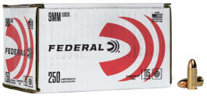 Federal C9115A250 Champion Training 9mmLuger 115gr Full Metal Jacket 250rd Box/4 Case
