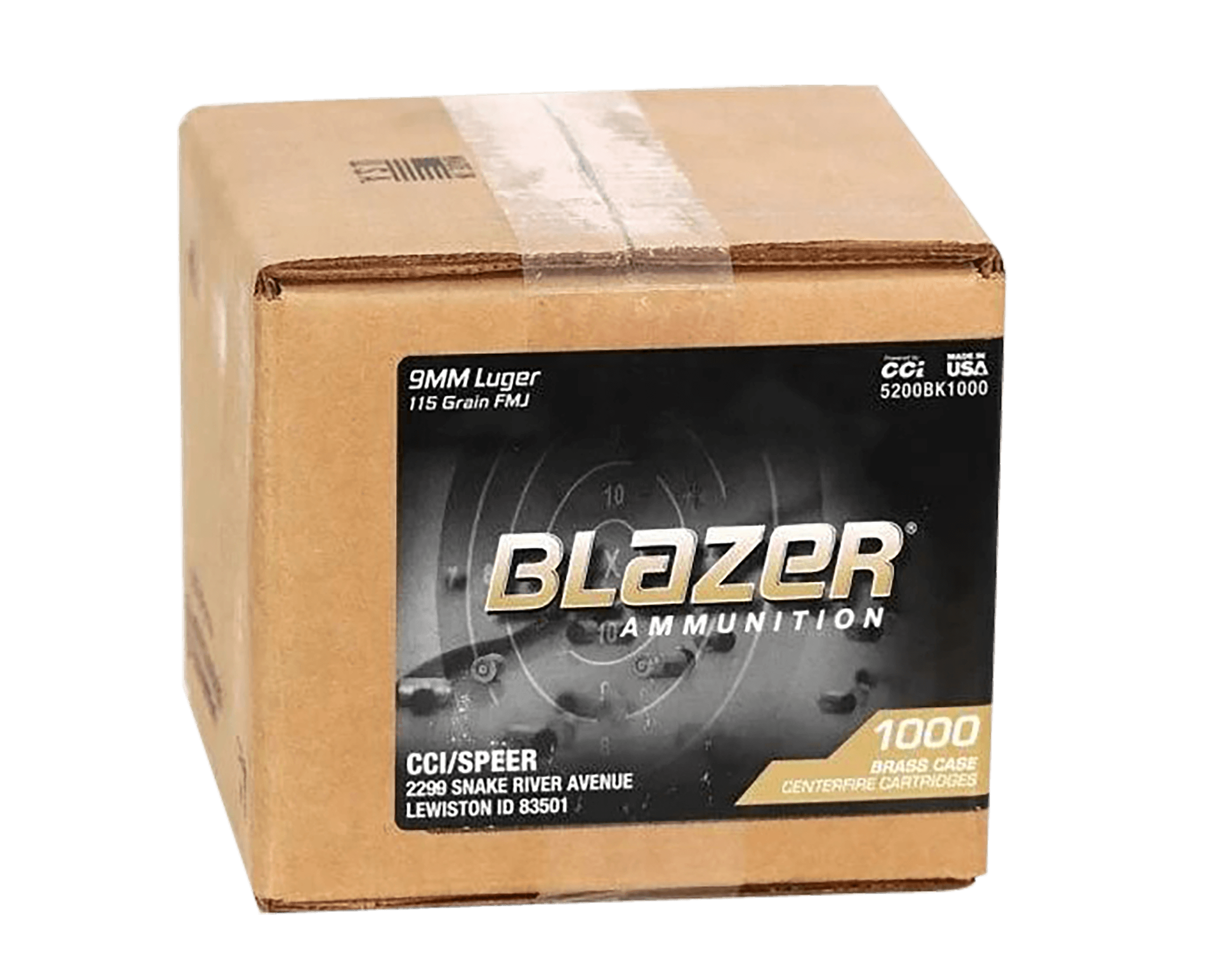 CCI 5200BK1000 Blazer 9mmLuger 115gr Full Metal Jacket 1000 Per Box/1 Case *Loose