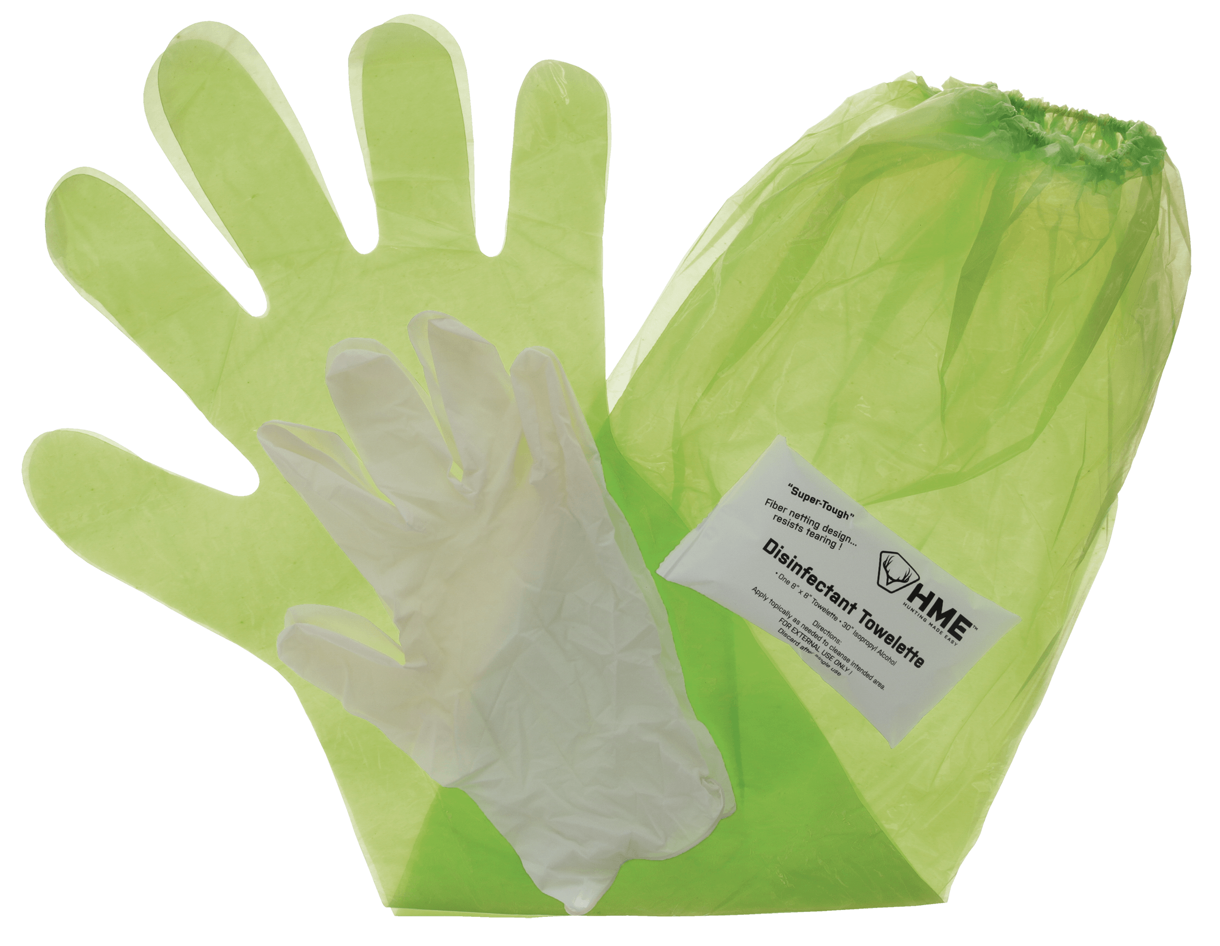 HME GCG Game Clean Gloves Lime Green Shoulder Length/Form Fitting 4 Pack